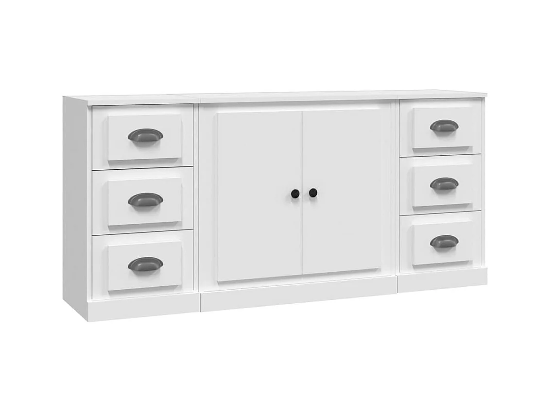 Buffets | Bahuts | Meuble de rangement 3 pcs Blanc Bois d'ingénierie