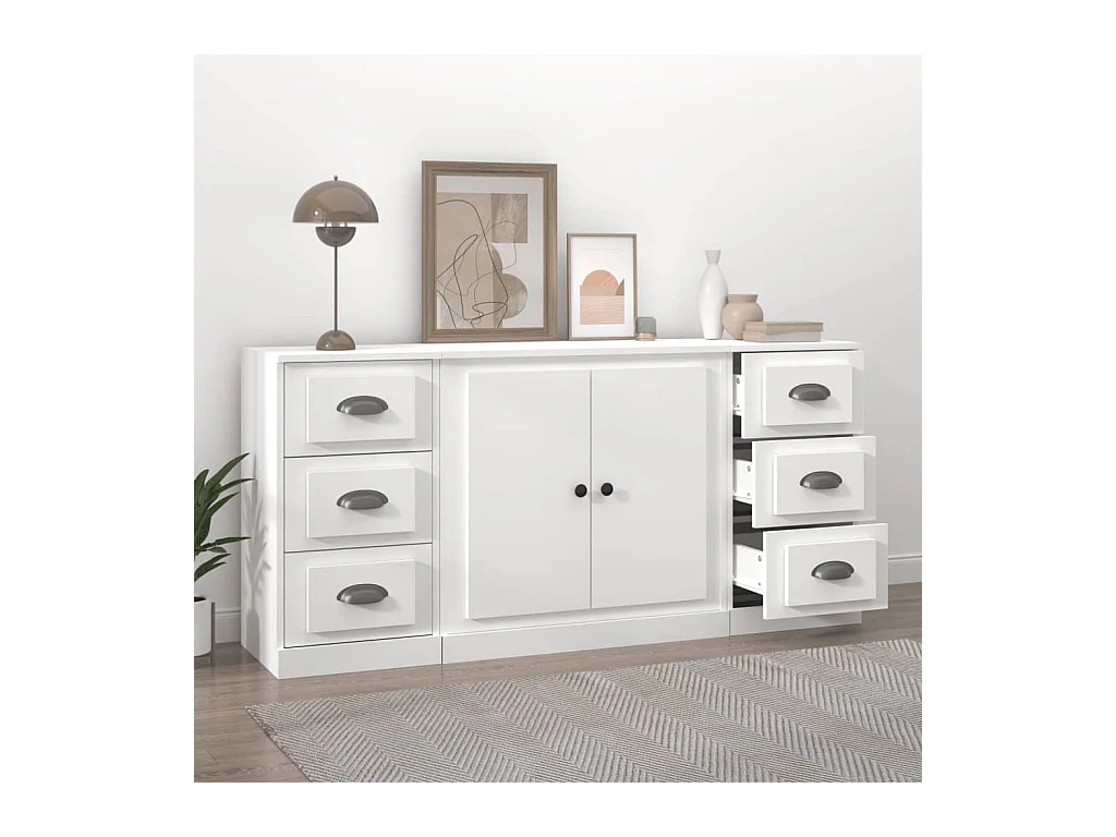 Buffets | Bahuts | Meuble de rangement 3 pcs Blanc Bois d'ingénierie
