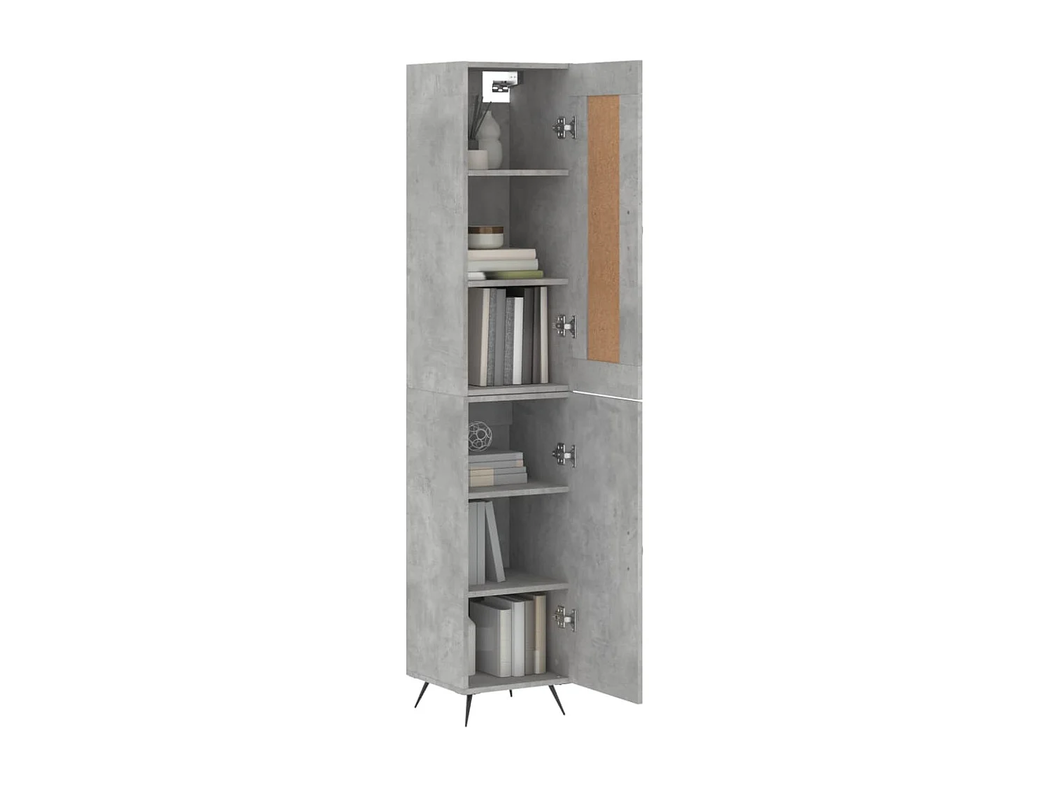 Buffet | Bahut | Meuble de rangement haut Gris béton 34,5x34x180 cm Bois d'ingénierie