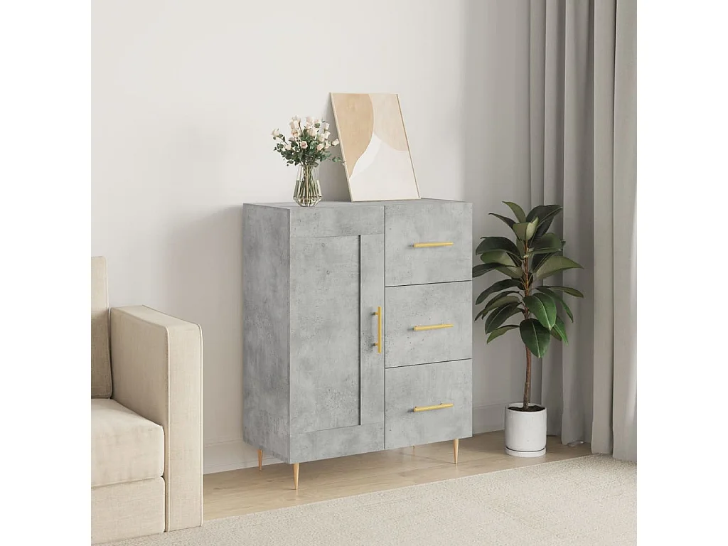 Buffet | Bahut | Meuble de rangement gris béton 69,5x34x90 cm bois d'ingénierie