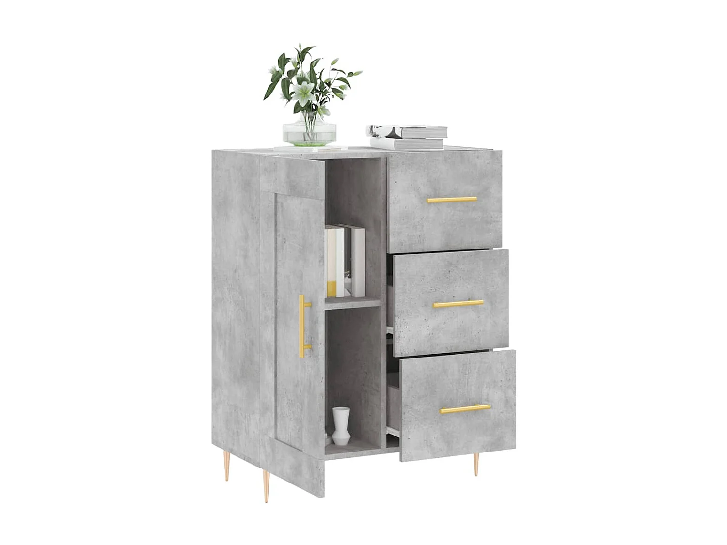 Buffet | Bahut | Meuble de rangement gris béton 69,5x34x90 cm bois d'ingénierie