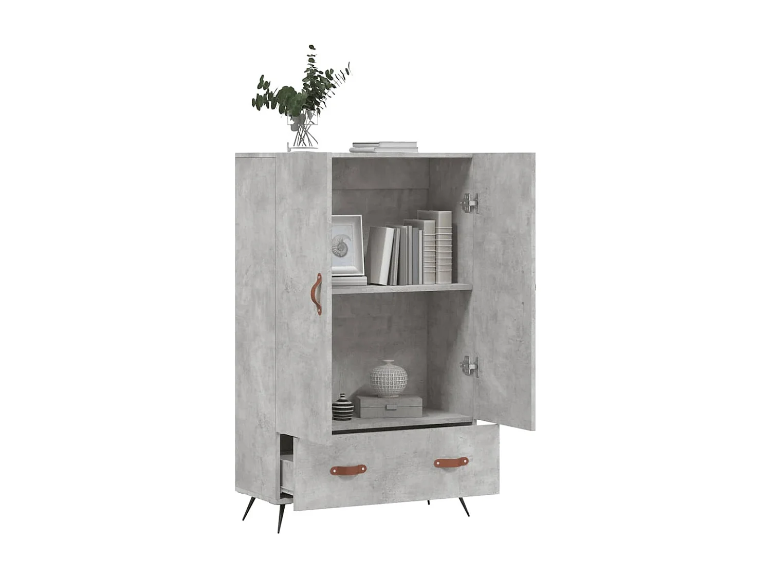 Buffet | Bahut | Meuble de rangement haut gris béton 69,5x31x115 cm bois d'ingénierie