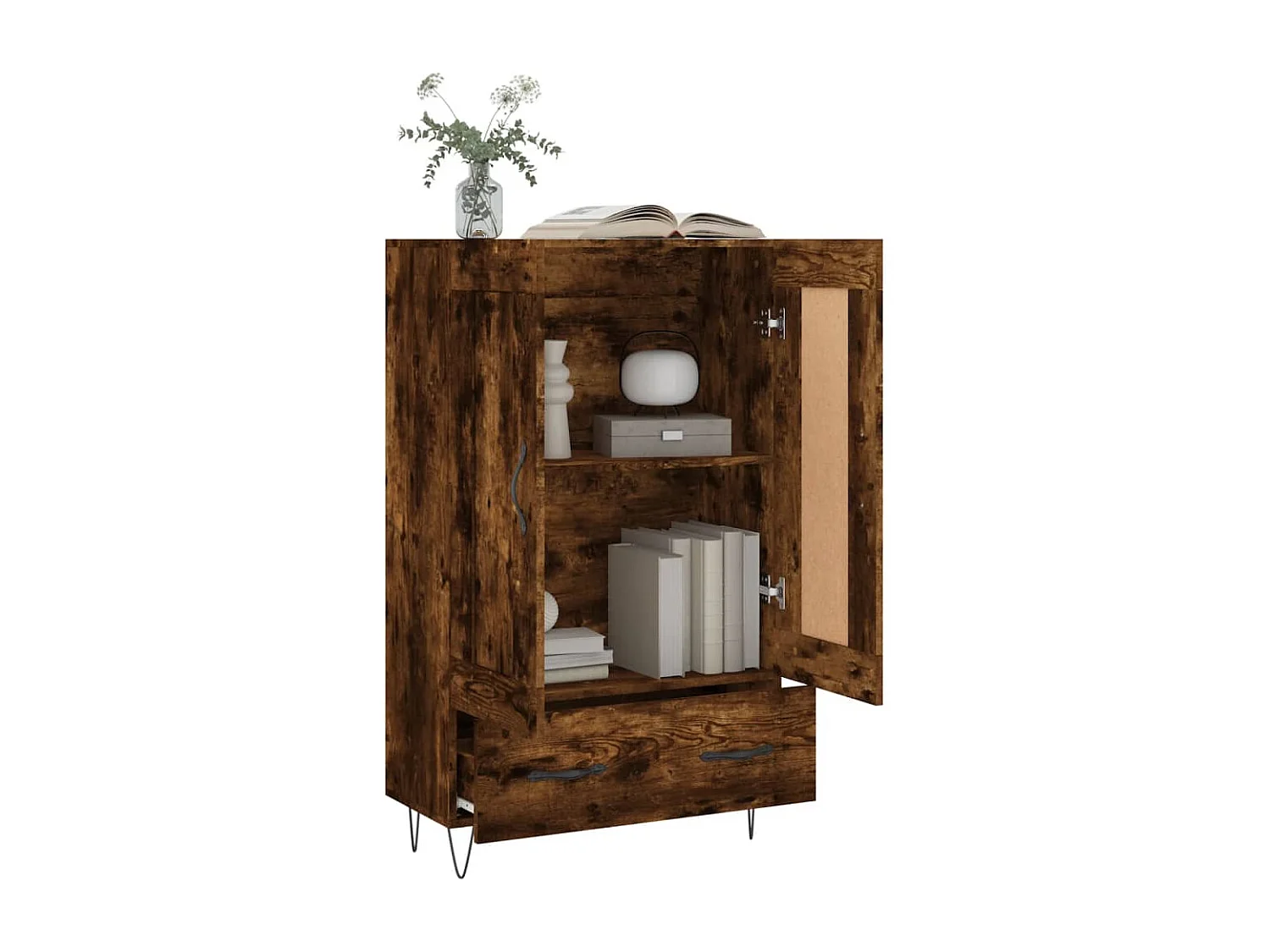 Credenza | Buffet | Armadio Rovere Fumo 69,5x31x115 cm in Legno Multistrato