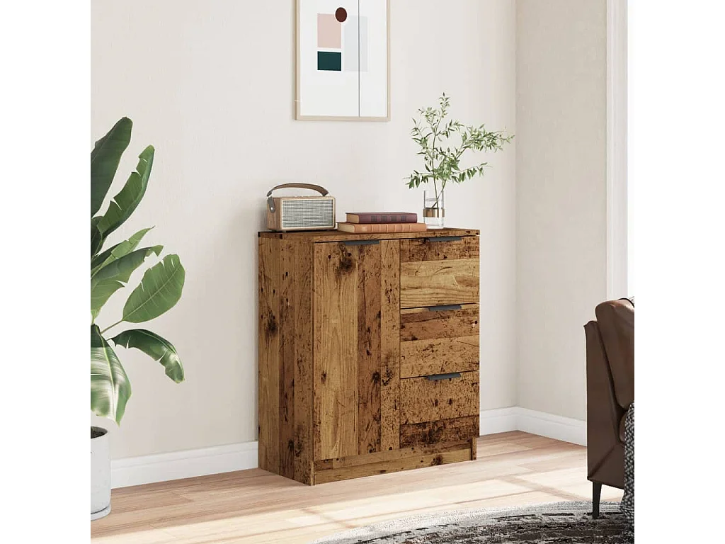 Buffet | Commode à tiroir | Meuble de rangement vieux bois 60x30x70 cm bois d'ingénierie