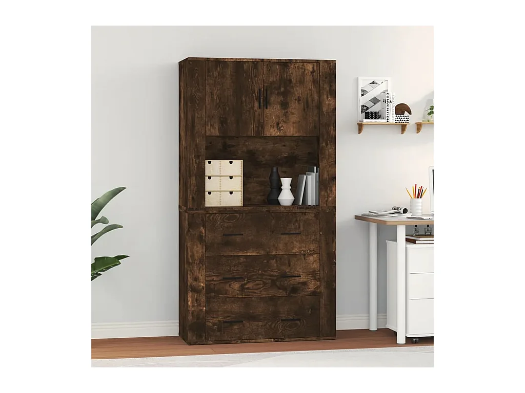 Buffet | Bahut | Meuble de rangement haut Chêne fumé Bois d'ingénierie