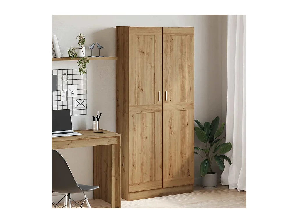 Buffet | Bahut | Meuble de rangement haut chêne artisanal 82,5x30,5x185 cm bois d'ingénierie