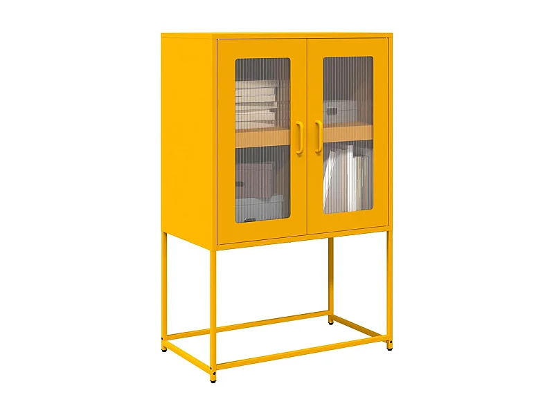 Buffet | Bahut | Meuble de rangement haut jaune moutarde 68x39x107 cm acier