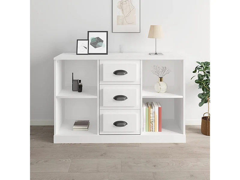 Buffet | Bahut | Meuble de rangement blanc brillant 104,5x35,5x67,5 cm bois d'ingénierie