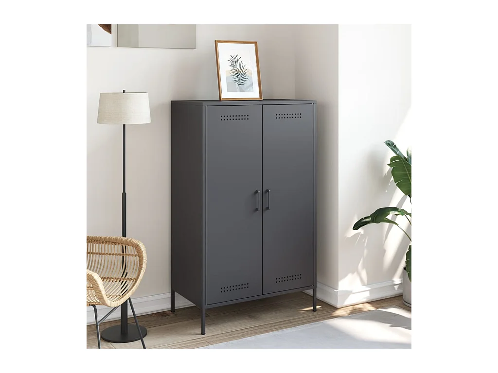 Buffet | Bahut | Meuble de rangement haut anthracite 68x39x113 cm acier