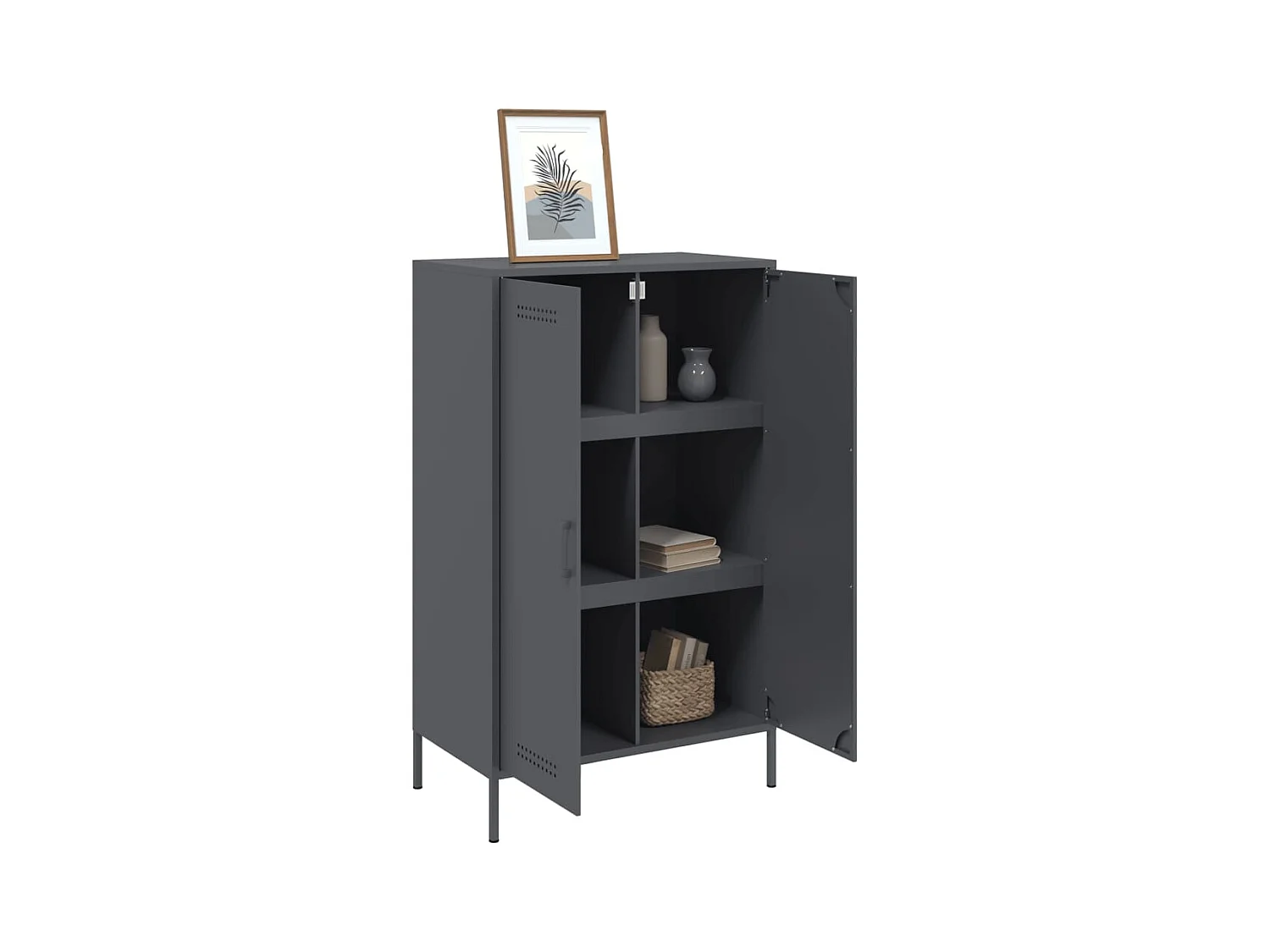 Buffet | Bahut | Meuble de rangement haut anthracite 68x39x113 cm acier