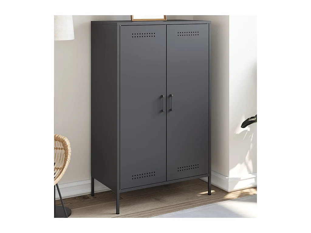 Buffet | Bahut | Meuble de rangement haut anthracite 68x39x113 cm acier