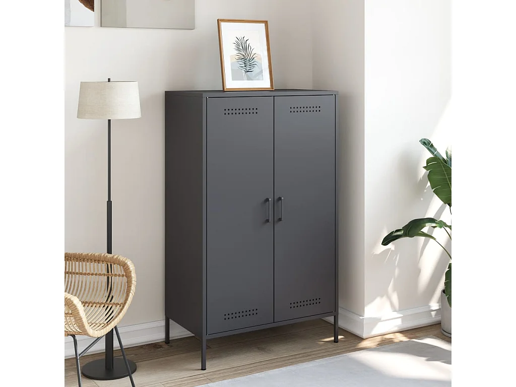 Credenza | Buffet | Armadio Antracite 68x39x113 cm in Acciaio