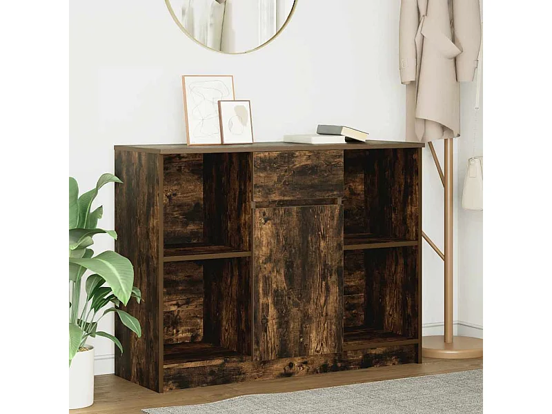Buffet | Commode à tiroir | Meuble de rangement avec tiroir chêne fumé 101x35x76 cm bois d'ingénierie