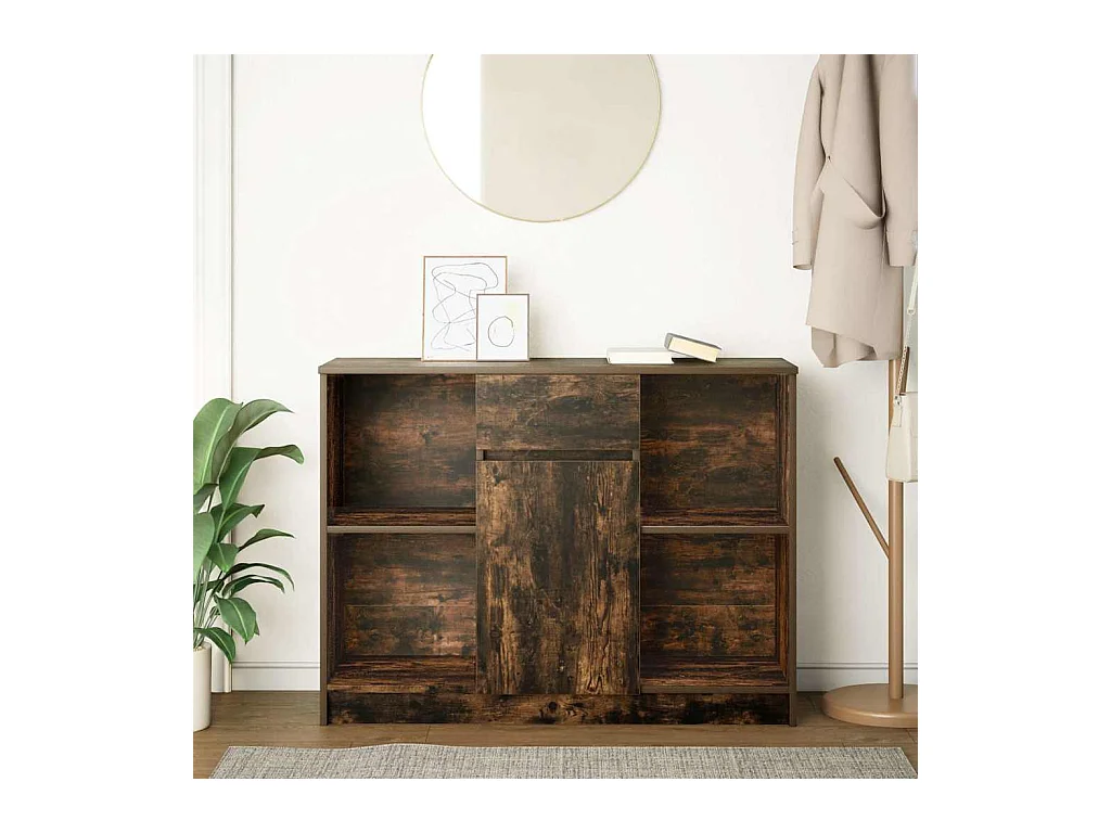 Buffet | Commode à tiroir | Meuble de rangement avec tiroir chêne fumé 101x35x76 cm bois d'ingénierie