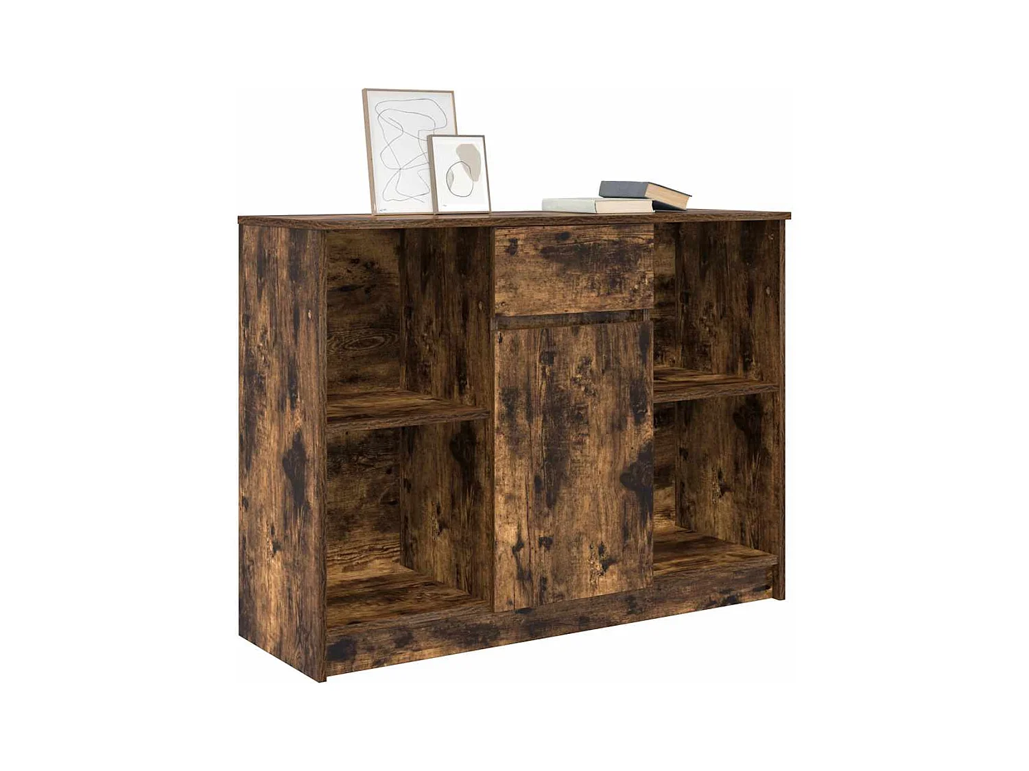Buffet | Commode à tiroir | Meuble de rangement avec tiroir chêne fumé 101x35x76 cm bois d'ingénierie