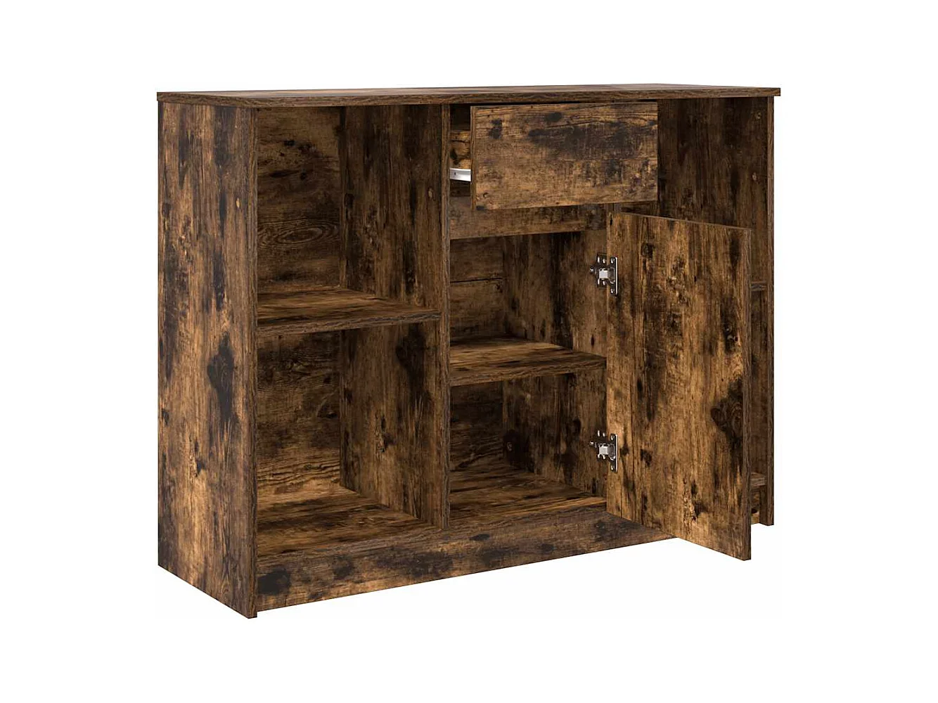 Buffet | Commode à tiroir | Meuble de rangement avec tiroir chêne fumé 101x35x76 cm bois d'ingénierie