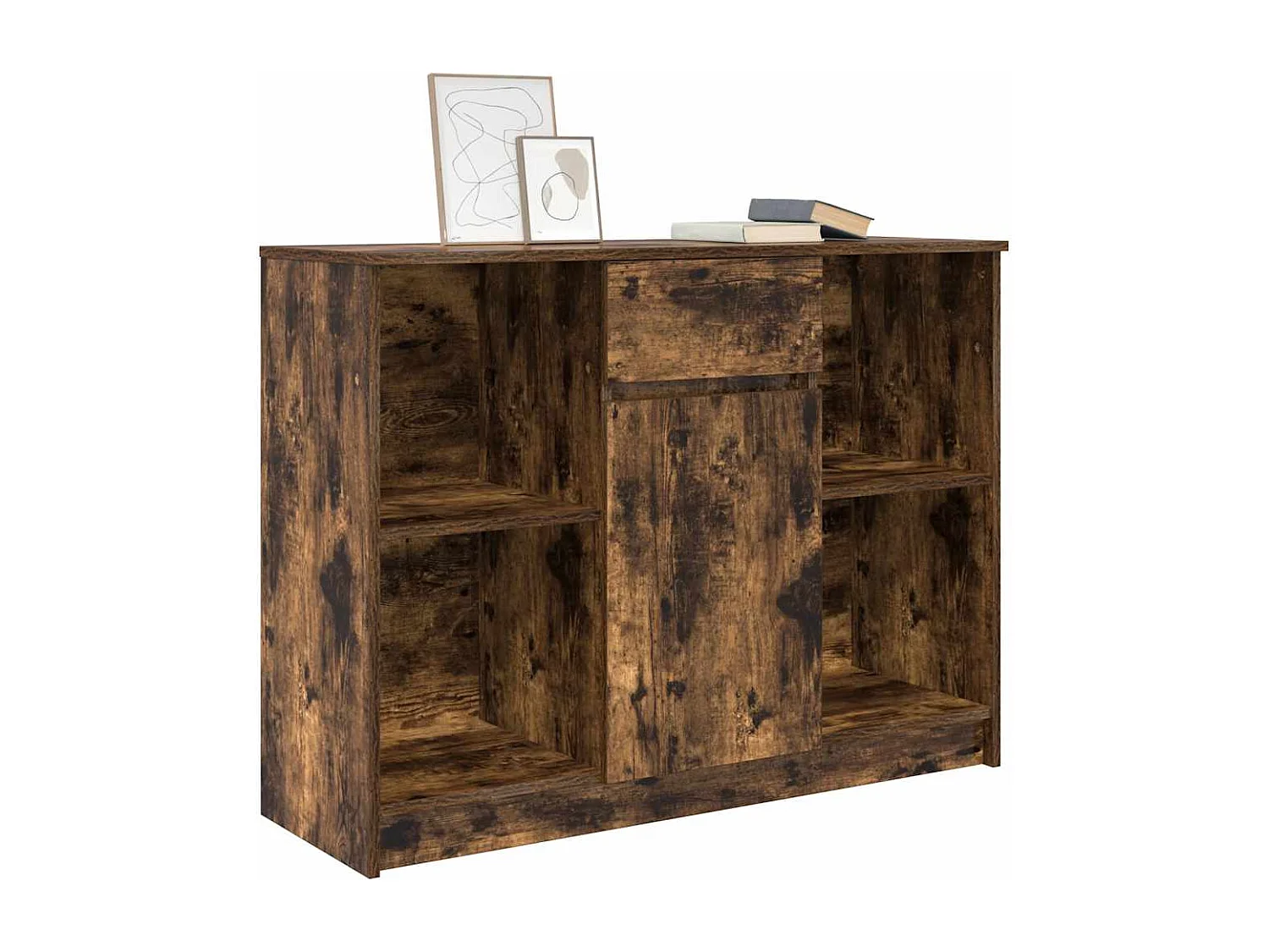 Buffet | Commode à tiroir | Meuble de rangement avec tiroir chêne fumé 101x35x76 cm bois d'ingénierie
