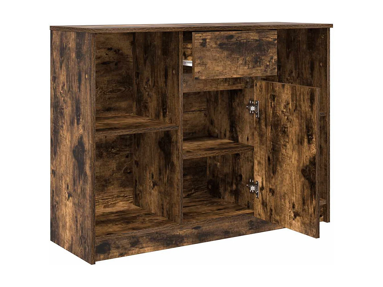 Buffet | Commode à tiroir | Meuble de rangement avec tiroir chêne fumé 101x35x76 cm bois d'ingénierie