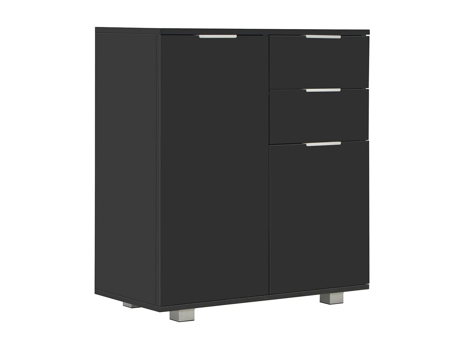 Buffet | Commode à tiroir | Meuble de rangement Noir brillant 71x35x80 cm Bois d'ingénierie