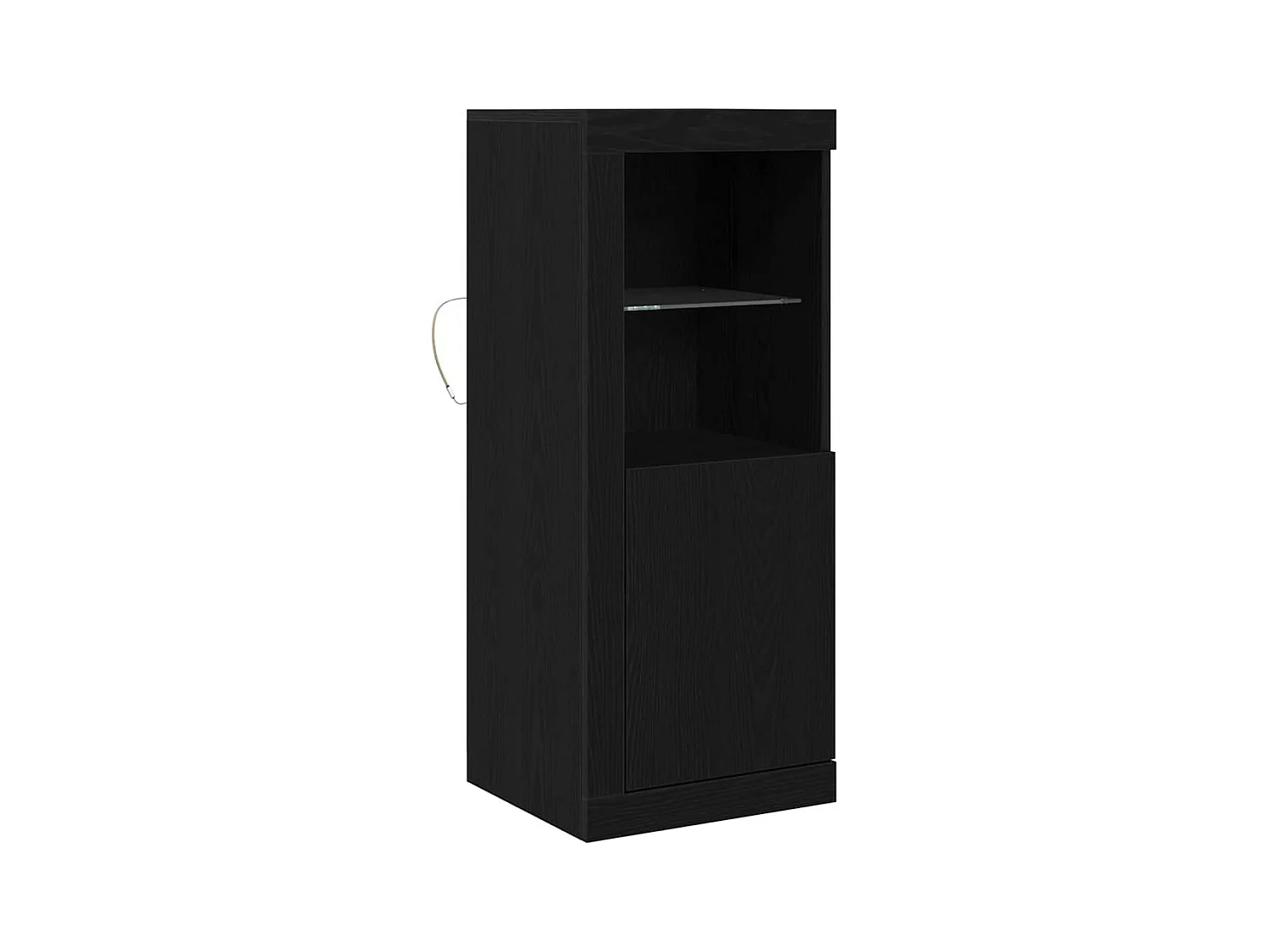 Credenza | Buffet | Armadio con luci LED Rovere Nero 41x37x100 cm