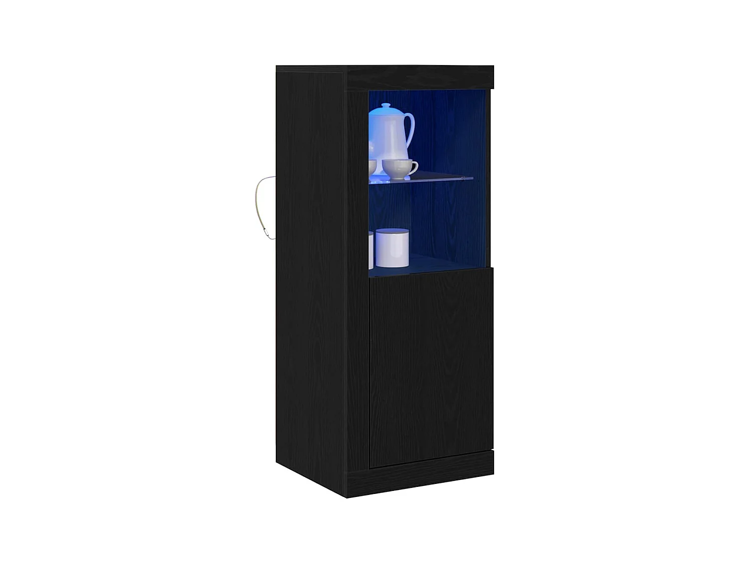 Credenza | Buffet | Armadio con luci LED Rovere Nero 41x37x100 cm