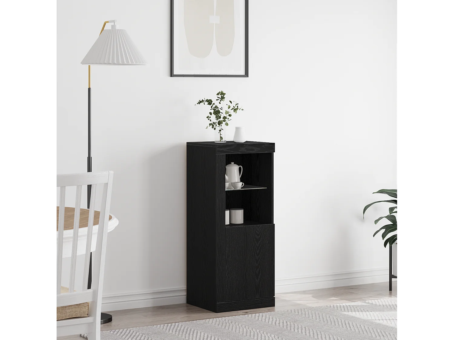 Buffet | Bahut | Meuble de rangement avec lumières LED Chêne noir 41x37x100 cm