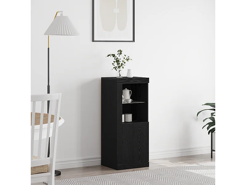 Buffet | Bahut | Meuble de rangement avec lumières LED Chêne noir 41x37x100 cm