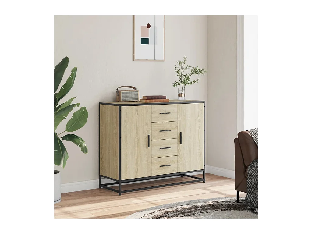 Buffet | Commode à tiroir | Meuble de rangement chêne sonoma 92x35x76 cm bois d'ingénierie