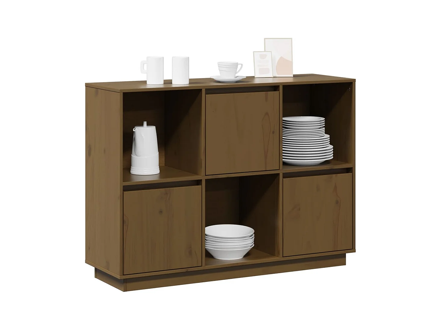 Buffet | Bahut | Meuble de rangement Marron miel 110,5x35x80 cm Bois massif de pin