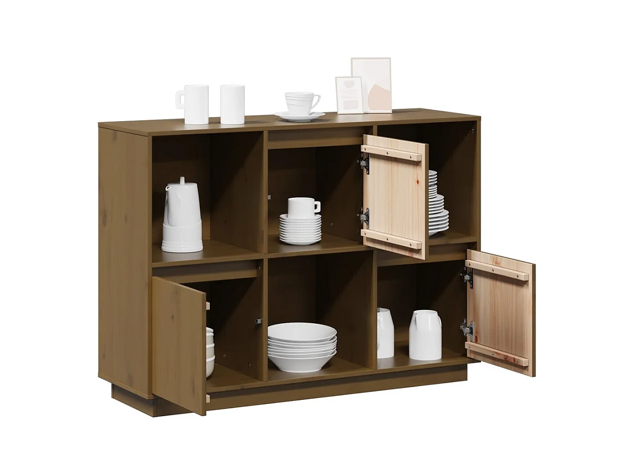 Buffet | Bahut | Meuble de rangement Marron miel 110,5x35x80 cm Bois massif de pin
