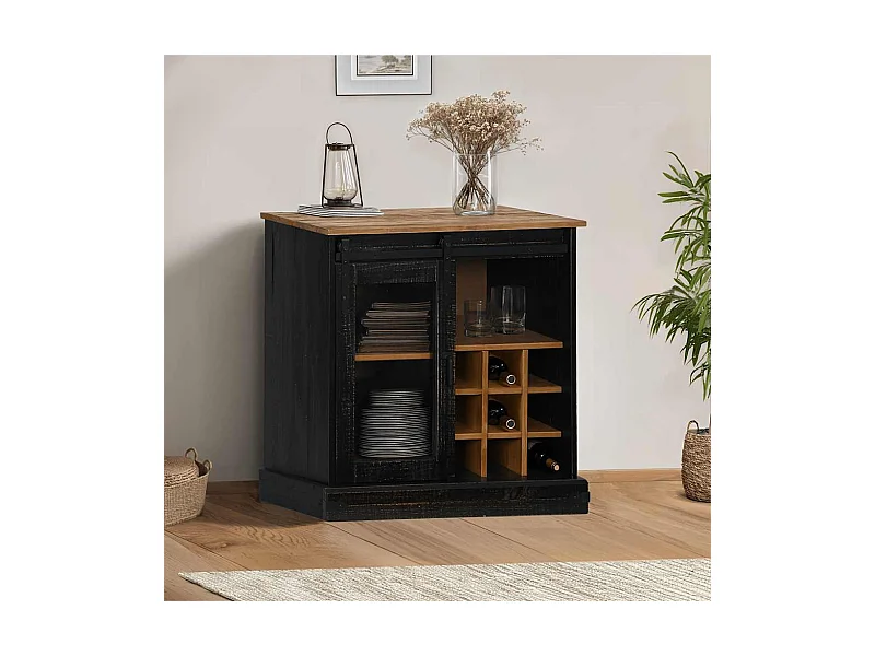 Credenza | Buffet | Armadio HALDEN con Anta Scorrevole 80x40x80 cm Legno Massello