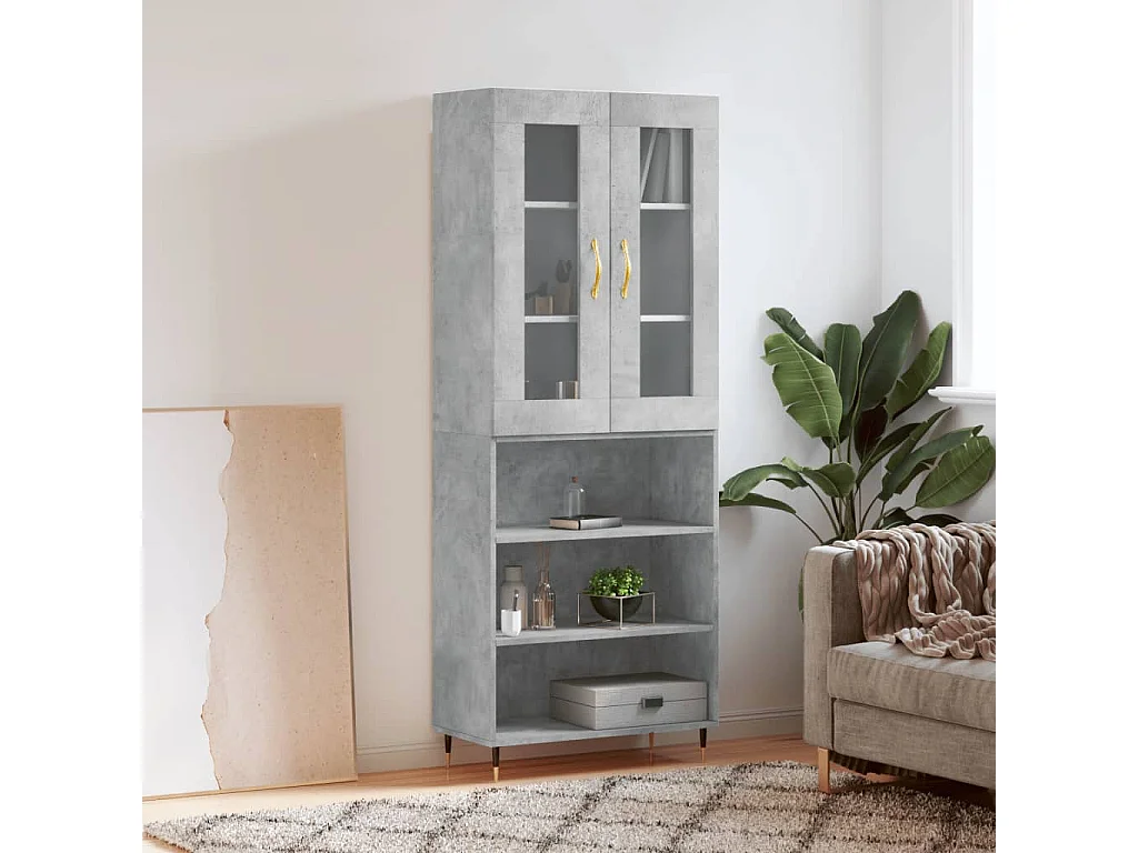 Credenza | Buffet | Armadio Grigio Cemento 69,5x34x180 cm in Legno Multistrato