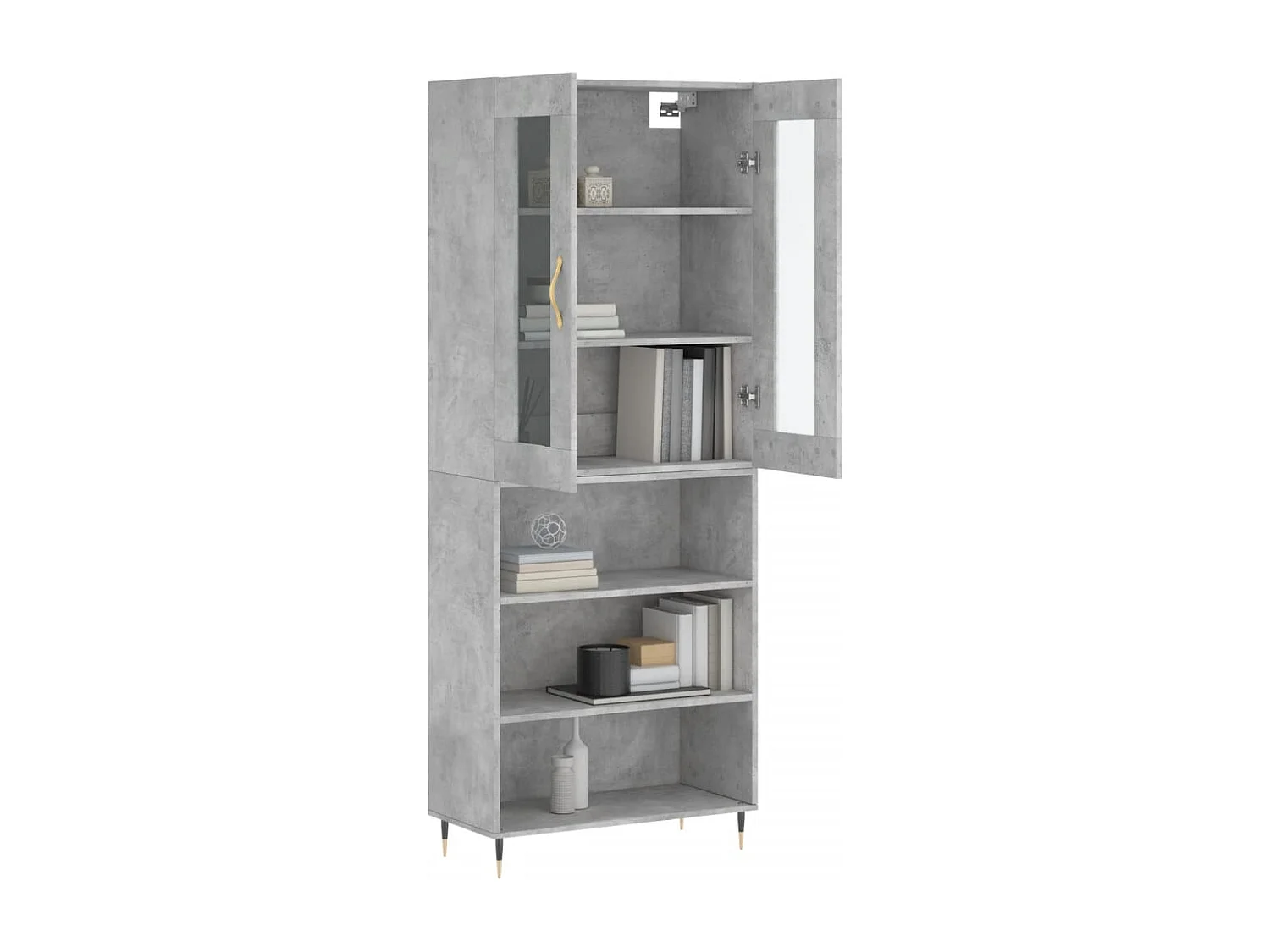 Credenza | Buffet | Armadio Grigio Cemento 69,5x34x180 cm in Legno Multistrato
