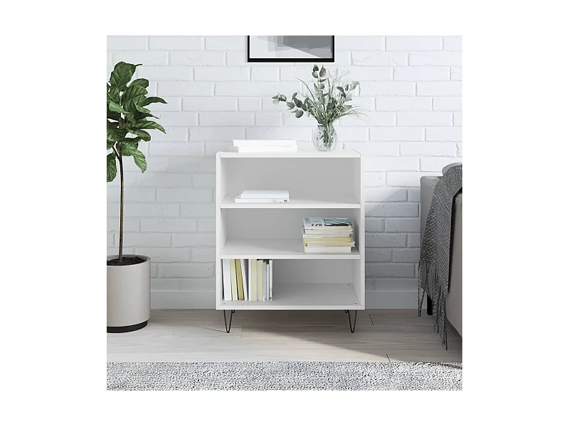 Credenza | Buffet | Armadio Bianco Lucido 57x35x70 cm in Legno Multistrato