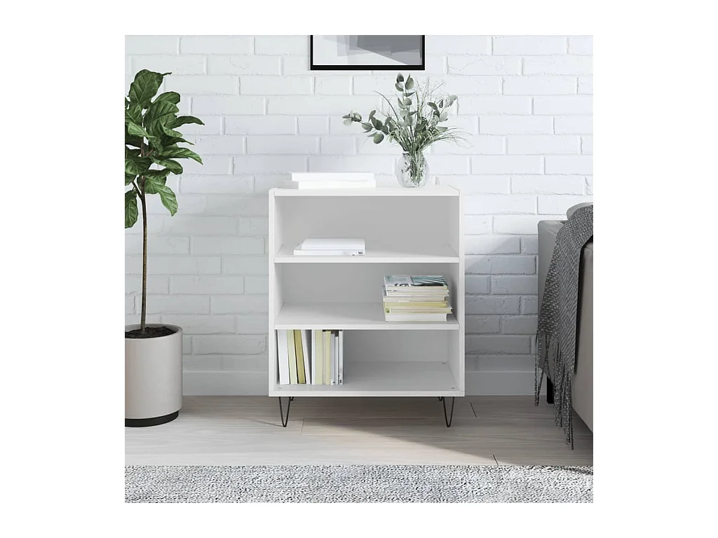 Credenza | Buffet | Armadio Bianco Lucido 57x35x70 cm in Legno Multistrato