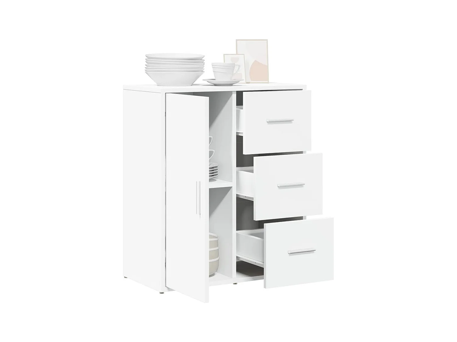 Buffet | Bahut | Meuble de rangement blanc 60x31x70 cm bois d'ingénierie