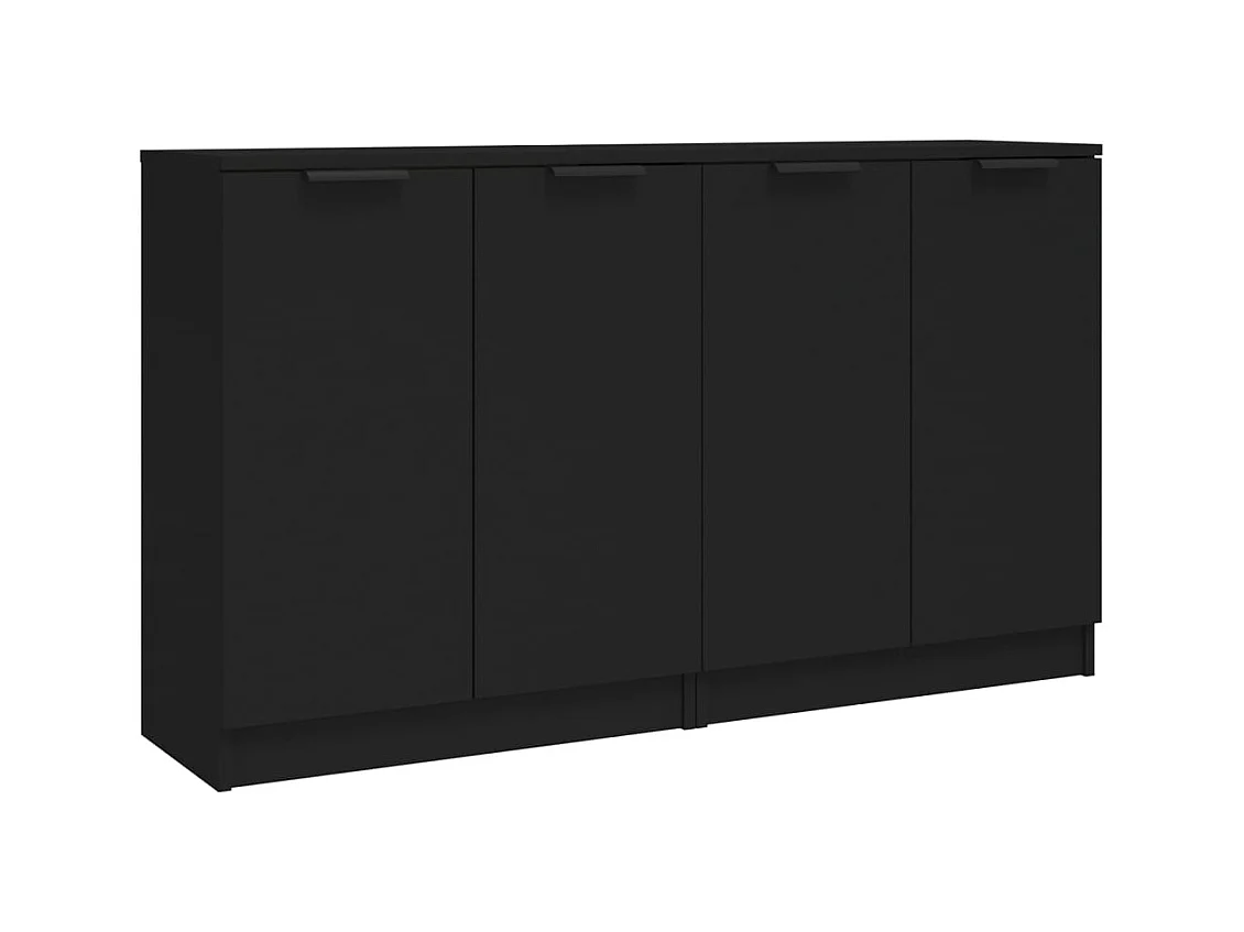 Buffets | Bahuts | Meuble de rangement 2 pcs Noir 60x30x70 cm Bois d'ingénierie