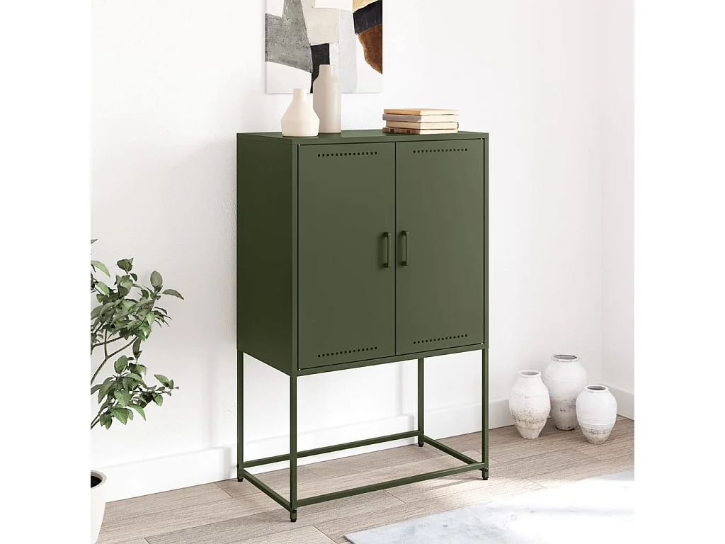 Buffet | Bahut | Meuble de rangement haut vert olive 68,5x38,5x107 cm acier