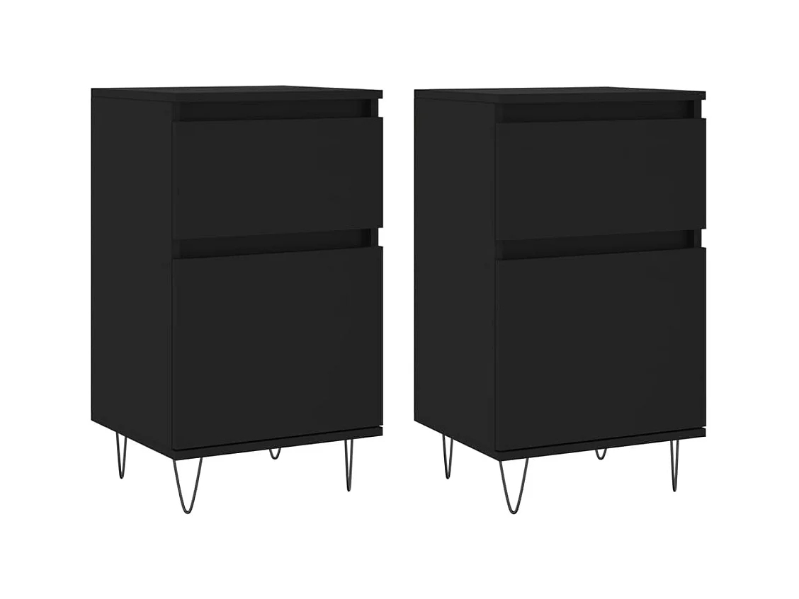 Buffets | Bahuts | Meuble de rangement 2 pcs noir 40x35x70 cm bois d’ingénierie