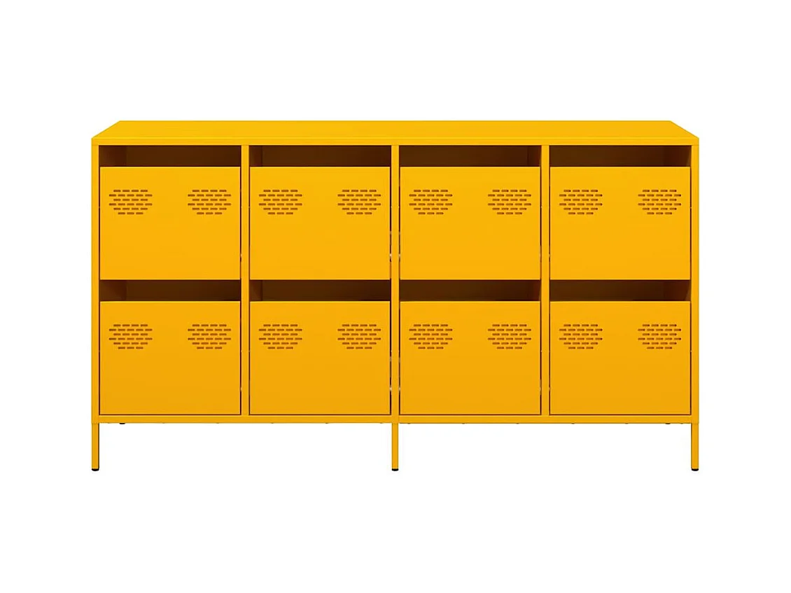 Buffet | Commode à tiroir | Meuble de rangement jaune moutarde 135x39x73,5 cm acier laminé à froid