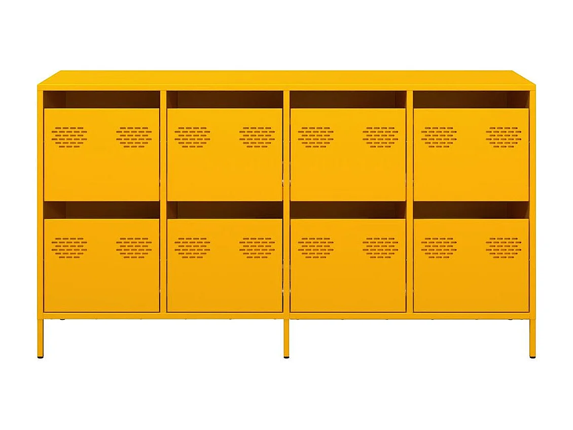 Credenza | Buffet | Armadio Giallo Senape 135x39x73,5 cm Acciaio Laminato a Freddo