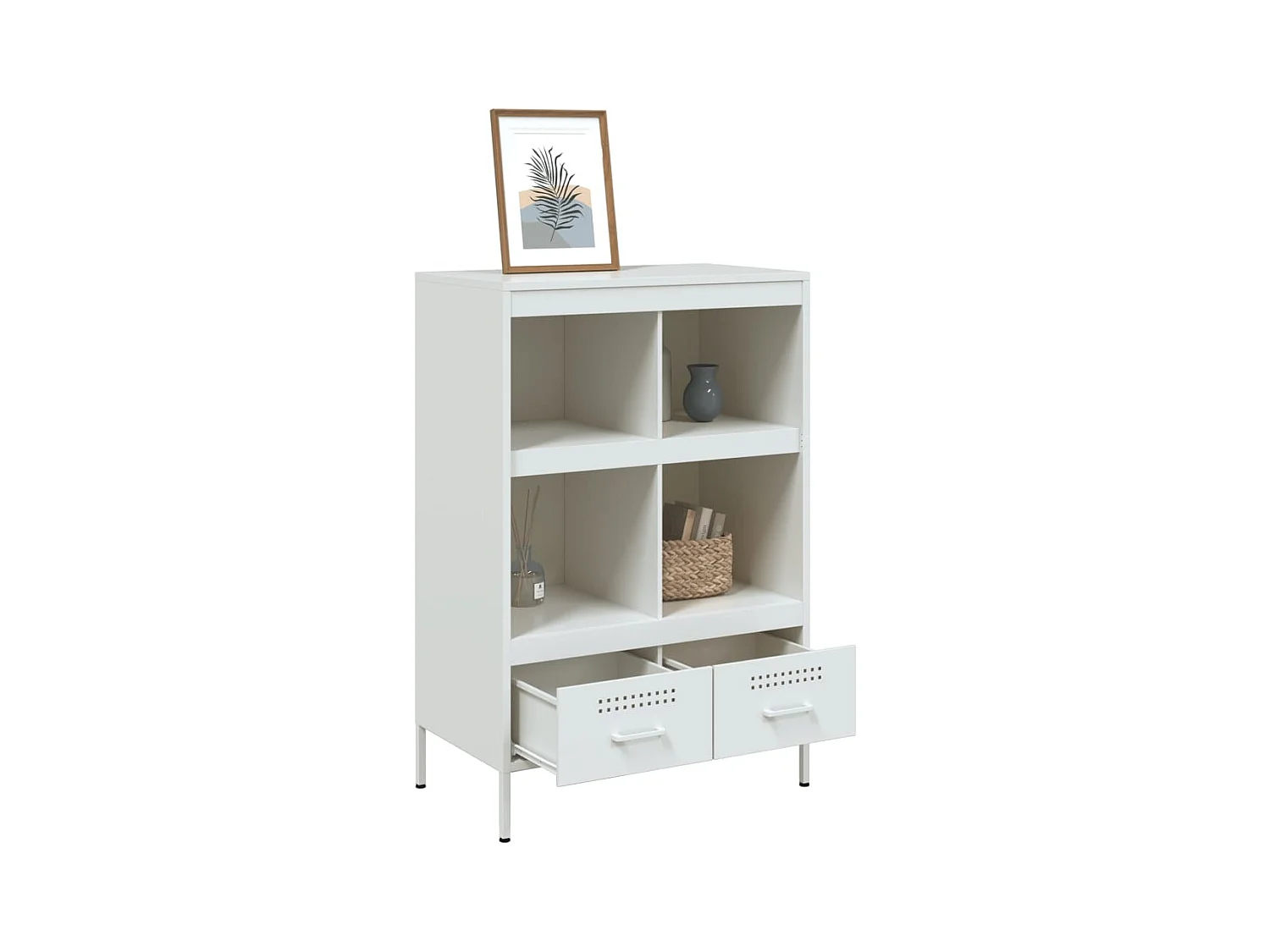 Buffet | Commode à tiroir | Meuble de rangement haut blanc 68x39x101,5 cm acier