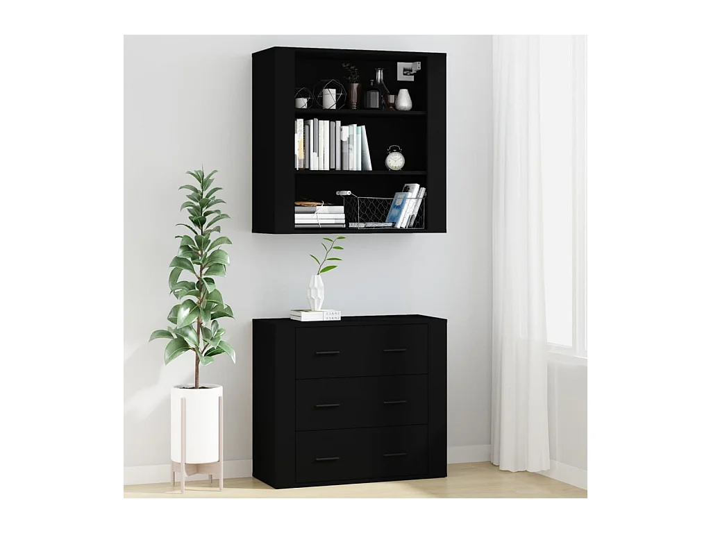 Buffet | Bahut | Meuble de rangement haut Noir Bois d'ingénierie