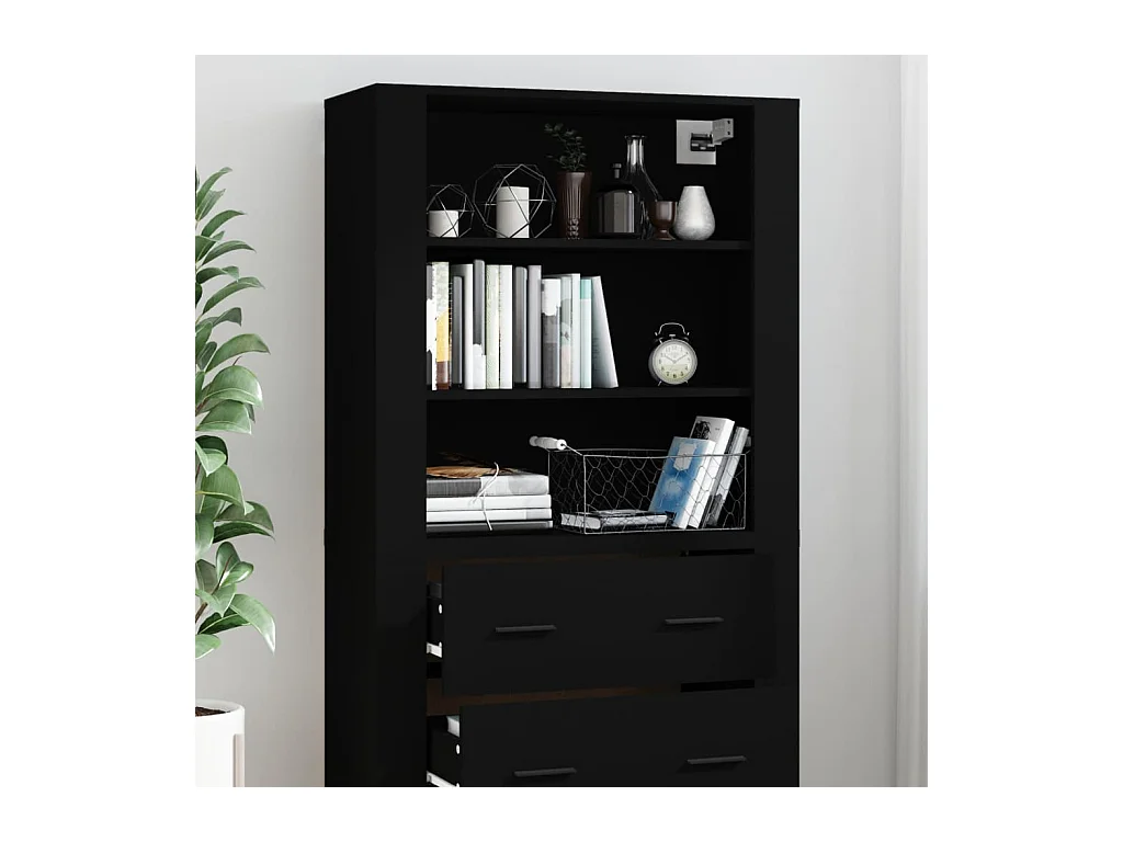 Buffet | Bahut | Meuble de rangement haut Noir Bois d'ingénierie