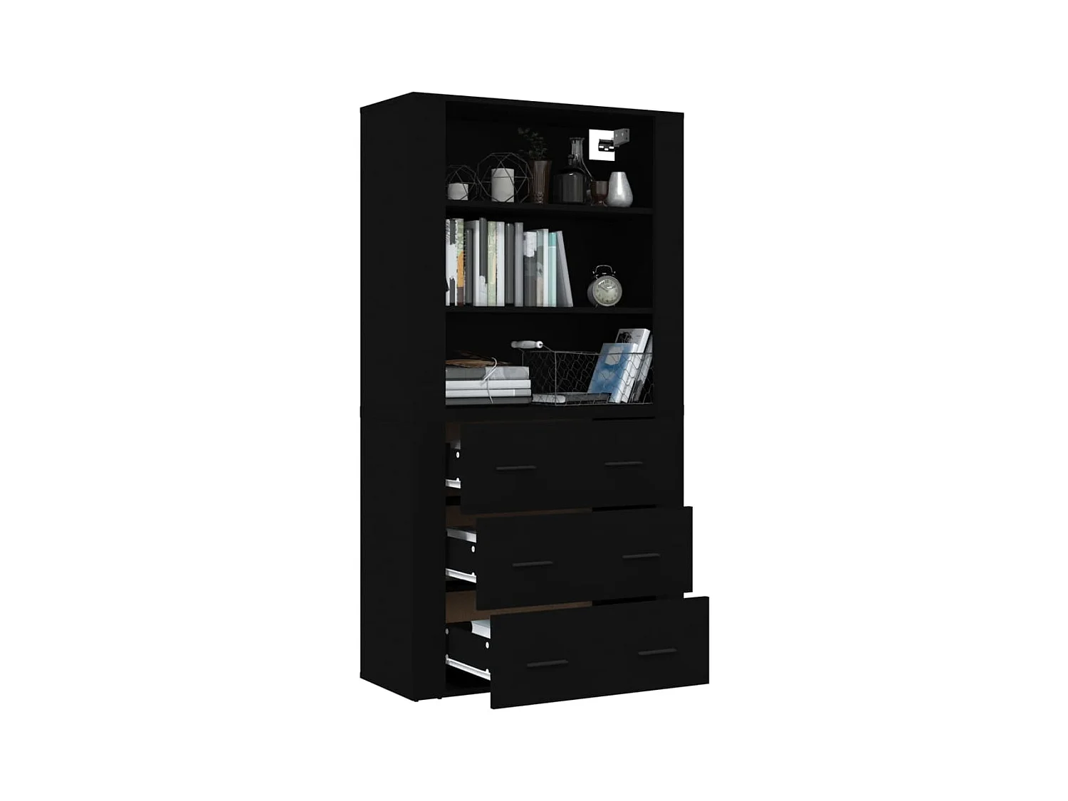 Buffet | Bahut | Meuble de rangement haut Noir Bois d'ingénierie