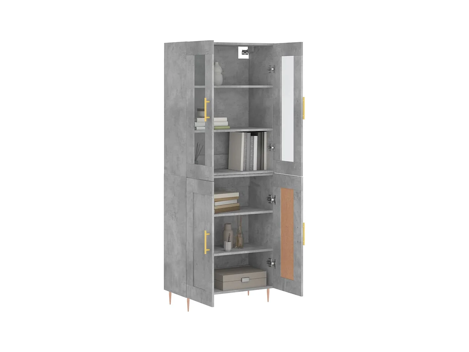 Buffet | Bahut | Meuble de rangement haut Gris béton 69,5x34x180 cm Bois d'ingénierie