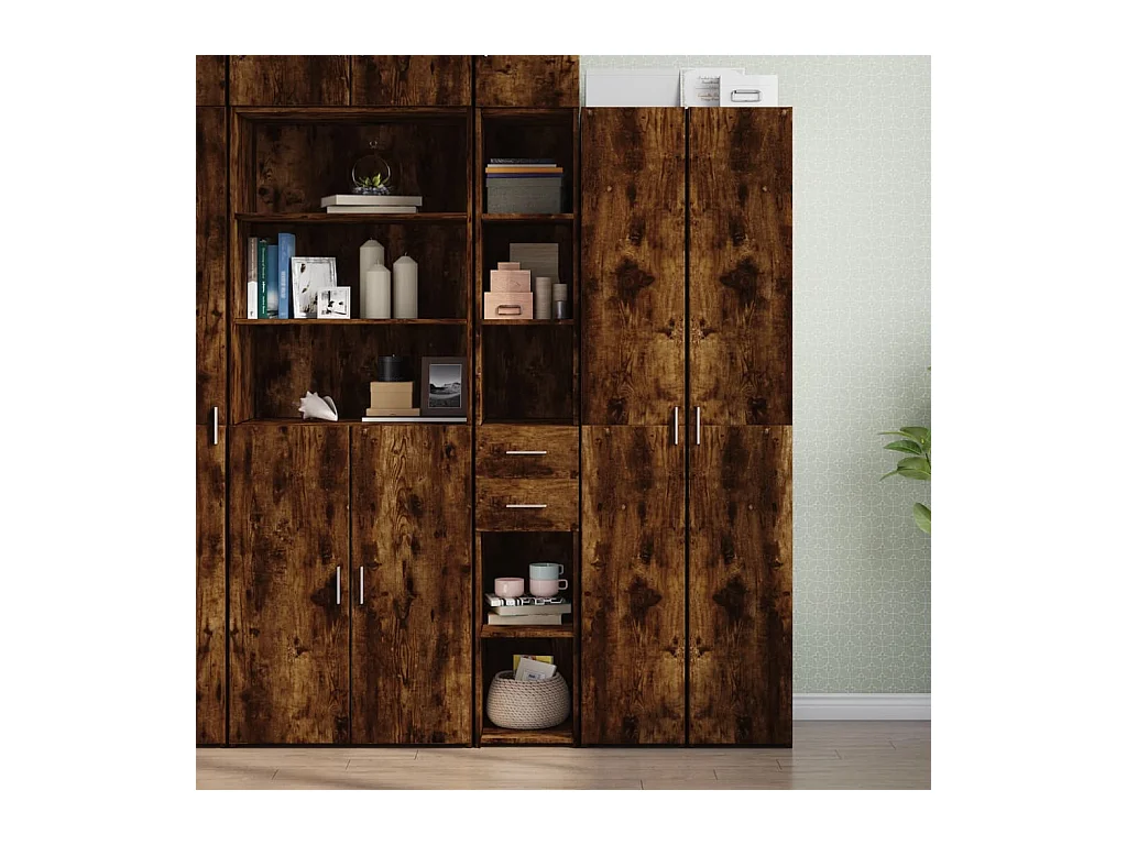 Buffet | Bahut | Meuble de rangement haut chêne fumé 30x42,5x185 cm bois d'ingénierie