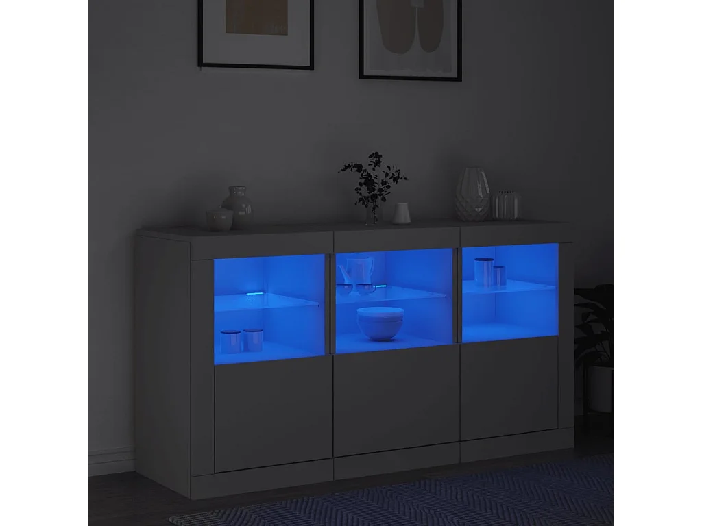 Buffet | Bahut | Meuble de rangement avec lumières LED blanc 123x37x67 cm