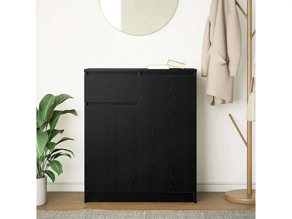 Buffet | Commode à tiroir | Meuble de rangement avec tiroir chêne noir 71x35x84 cm bois d'ingénierie