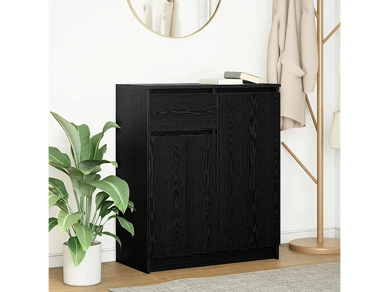 Buffet | Commode à tiroir | Meuble de rangement avec tiroir chêne noir 71x35x84 cm bois d'ingénierie